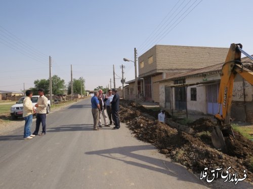 بازدید فرماندار شهرستان آق قلا از اجرای پروژه خط انتقال آب شرب به روستاهای شفتالوباغ علیا و سفلی