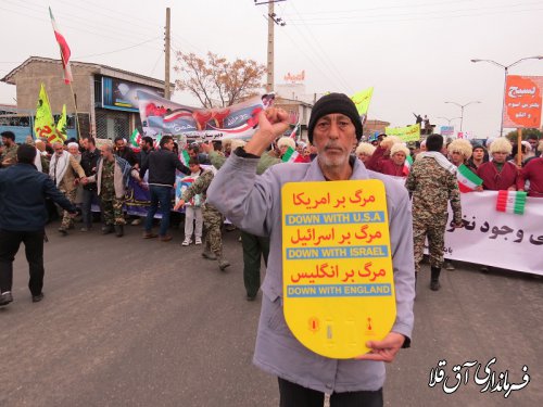 حماسه باشکوه مراسم راهپیمایی یوم الله 22 بهمن و جشن چهل سالگی پیروزی انقلاب اسلامی در شهر آق قلا به روایت تصویر