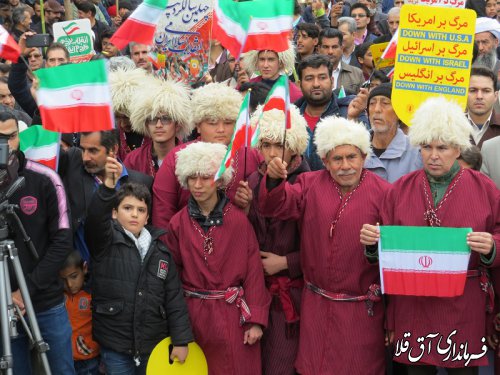 حماسه باشکوه مراسم راهپیمایی یوم الله 22 بهمن و جشن چهل سالگی پیروزی انقلاب اسلامی در شهر آق قلا به روایت تصویر