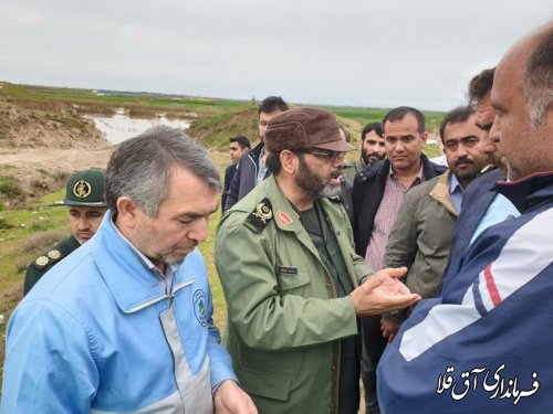 فرماندار شهرستان آق قلا از عملیات انحراف طغیان آب در محدوده دیگجه(بند ولی)بازدید کرد
