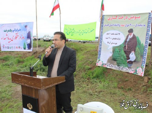 مراسم درختکاری در بوستان 4 هزار شهید شهرستان آق قلا برگزار شد