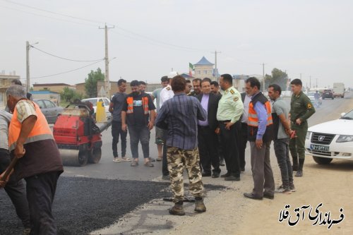 بازدید فرماندار از مصیر  جاده ای  آق قلا به بندر ترکمن 