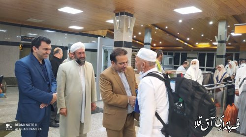 استقبال  سلیمان هاشمی در فرودگاه گرگان از زائران حج تمتع